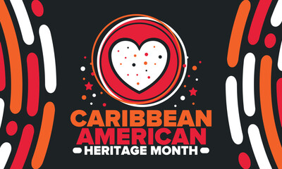 Caribbean American Heritage Month in June. Culture Month to the people of America. Celebrate annual with festival. Happy holiday. Poster, card, banner and background. Vector illustration