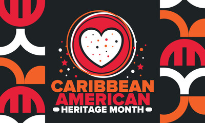 Caribbean American Heritage Month in June. Culture Month to the people of America. Celebrate annual with festival. Happy holiday. Poster, card, banner and background. Vector illustration