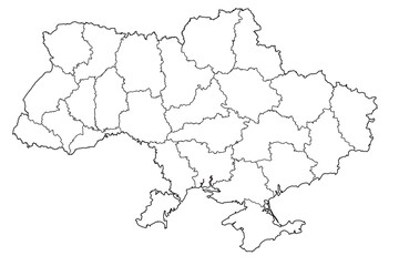 Obraz premium Ukraine map with region borders. Detaled UA map isolated. UA borders silhouettes on transparent background.