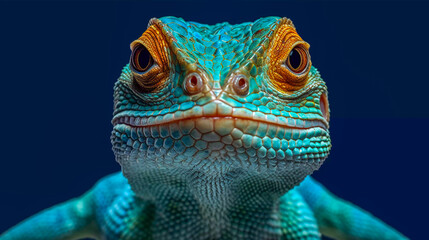 Portrait of beautiful lizard face, colorful illustration, Generative AI - obrazy, fototapety, plakaty