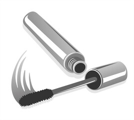 Stylized black mascara isolated on a white background.