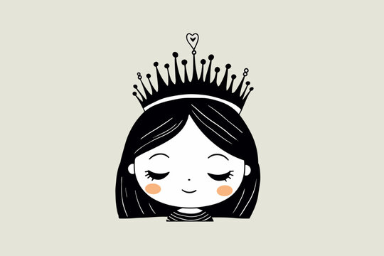 Doodle inspired Lucia Crown, cartoon sticker, sketch, vector, Illustration