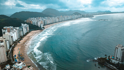 Praia Litoral São Paulo Guarujá Pitangueiras Verão Surf Ondas Veraneio Paulista Prédios Bairro...