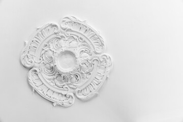 White stucco ceiling plafond, classical architecture elements