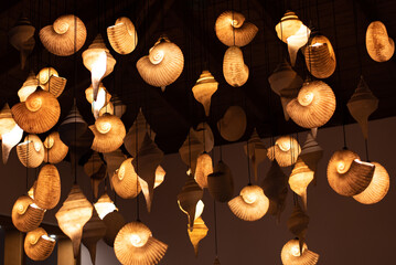 shell shaped decorative lamps restaurant interior design Mediterranean