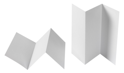 Blank half-folded booklet, postcard, flyer or brochure mockup template, cut out