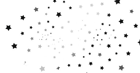 Silver star of confetti. Falling stars on a white background. Illustration of flying shiny stars. - png transparent