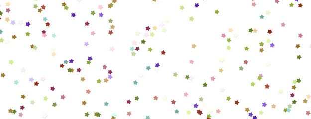 Naklejka premium XMAS Banner with colored decoration. Festive border with falling glitter dust and stars.