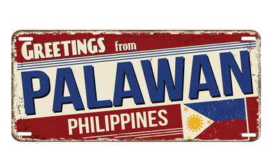 Greetings from Palawan vintage rusty metal sign