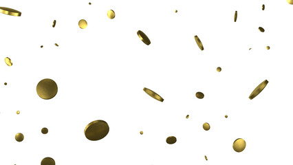 Golden serpentine confetti on transparent background. luxury isolated