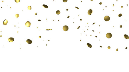 Golden serpentine confetti on transparent background. luxury isolated