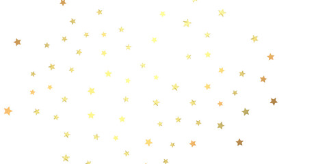 Banner with golden decoration. Festive border with falling glitter dust and stars.