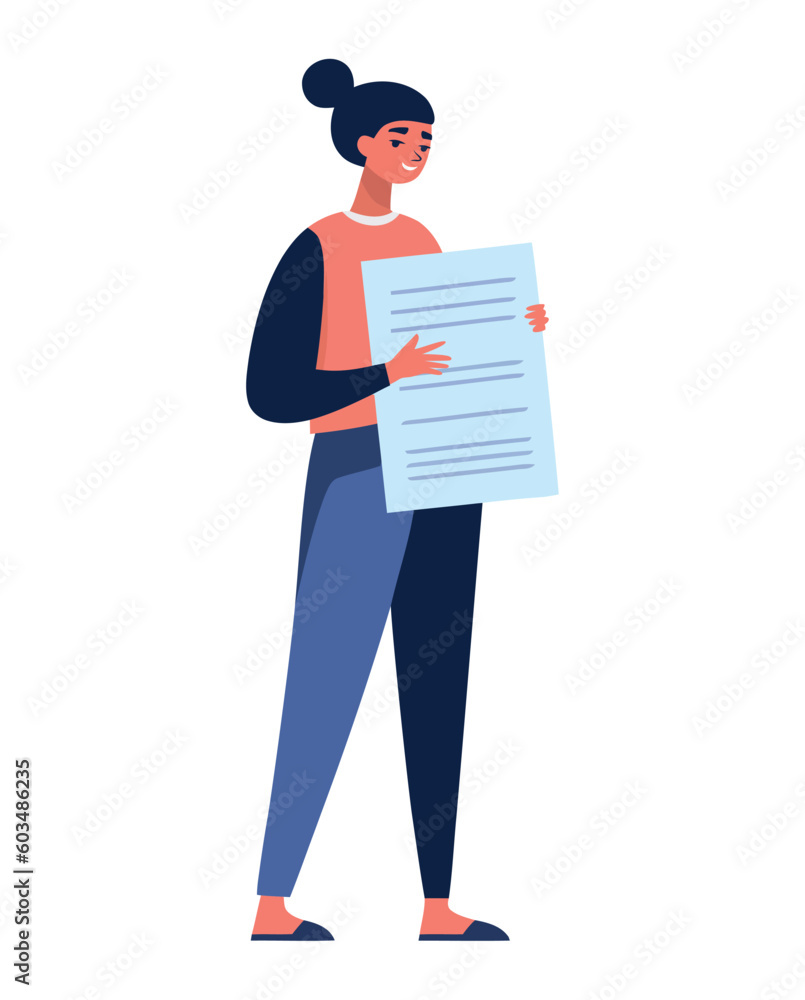 Wall mural successful businesswoman holding blank documents