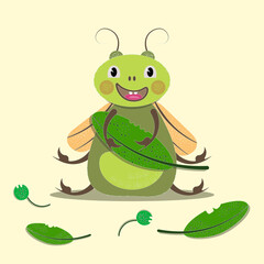 A bug with leaves and berries