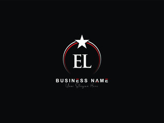 Initial letter EL business logo with luxury star, monogram El le logo icon - obrazy, fototapety, plakaty