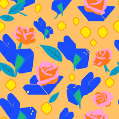 Seamless Colorful Rose Pattern.

Seamless pattern of roses in colorful style. Add color to your digital project with our pattern!