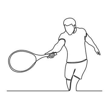 recommend clip art: continuous line drawing of man tennis player