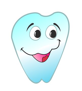 vector illustration of  happy smiling tooth is isolated on white background