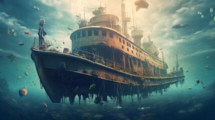 Obraz premium ship wreck in the sea