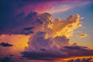 beautiful sunset behind the clouds. Generative AI