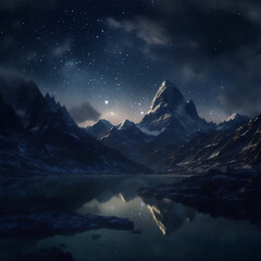Fototapeta na wymiar Night stars in the mountains
