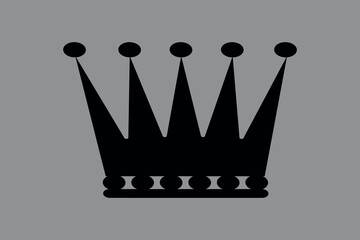 The icon of the crown. Black silhouette. Vector on gray background