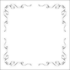 Elegant black and white monochrome ornamental border for greeting cards, banners, invitations. Vector frame for all sizes and formats. Isolated vector illustration.