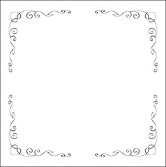 Elegant black and white monochrome ornamental border for greeting cards, banners, invitations. Vector frame for all sizes and formats. Isolated vector illustration.
