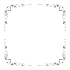 Elegant black and white monochrome ornamental border for greeting cards, banners, invitations. Vector frame for all sizes and formats. Isolated vector illustration.