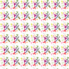Colorful confetti seamless pattern on white background. Vector illustration