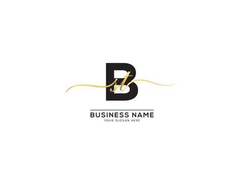 Floral Bst Luxury Logo, Premium Sbt Luxury Signature Letter Design