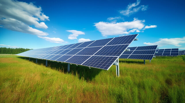 Solar Panels on a green field