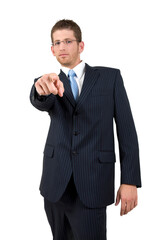 pointing businesman on isolated background