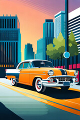 Cartoon 40s car. AI generated illustration