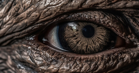 Naklejka na ściany i meble close up of a brown eye, lizard, crocodile, head, eyes, lizard, camaleon, iguana, zoo, animal, evil, snake, monster, texture