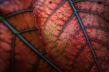 Nature's Intricacy: Mesmerizing Macro Leaves Background, Generative Ai