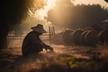 Embracing the Sun: A Farmer's Authentic Connection to the Land, Generative Ai