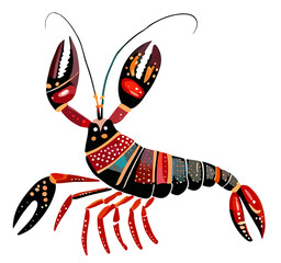 Cute lobster isolated on transparent background. Naive art style illustration. AI generated