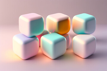 Abstract mock up scene pastel color. Geometry shape objects podium background for product. 3d rendering. 