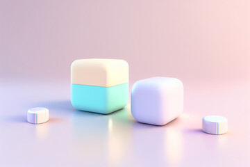 Abstract mock up scene pastel color. Geometry shape objects podium background for product. 3d rendering. 