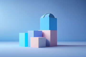 Abstract mock up scene pastel color. Geometry shape objects podium background for product. 3d rendering. 