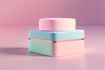 Abstract mock up scene pastel color. Geometry shape objects podium background for product. 3d rendering. 