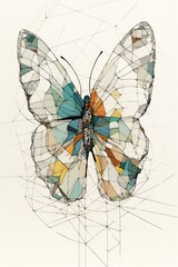 Fototapeta na wymiar Abstract Geometric butterfly Generative AI