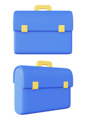 3d illustration icon of blue office bag or suitcase