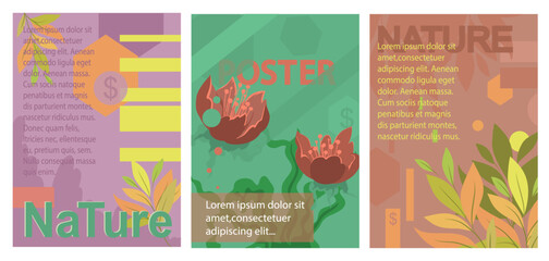 Naklejka premium A set of Nature banner design web templates, a web banner with a title.