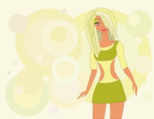 Vector illustration of young beautiful happy girl