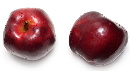 Two apples with drop of water insulated on white background
