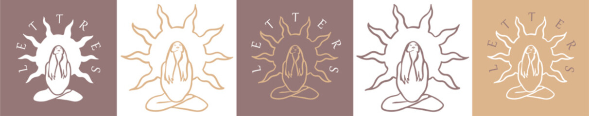 Zen Meditation with sun Logo sheet 