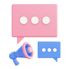 3d illustration icon of Chatting with loudspeaker for UI UX web mobile app social media ads