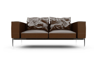 Isolated dark sofa against white background